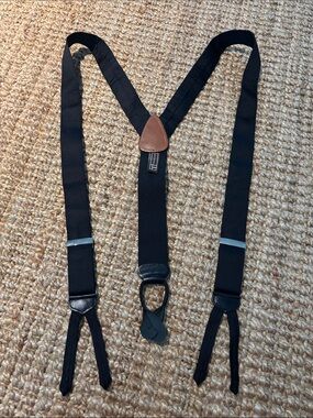 Classic Trafalgar Black Suspenders with Brown Leather Accent